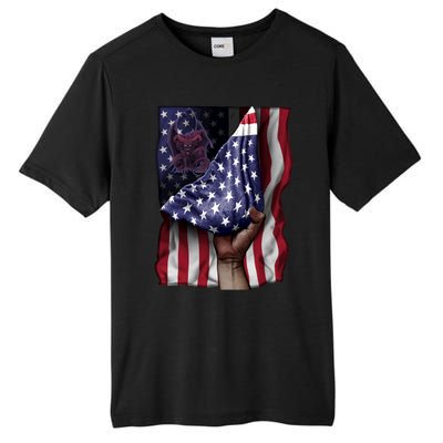 Day Of Independence Us Flag Gargoyle Gift Tall Fusion ChromaSoft Performance T-Shirt