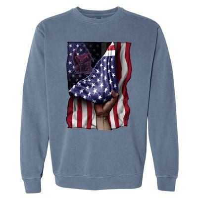 Day Of Independence Us Flag Gargoyle Gift Garment-Dyed Sweatshirt