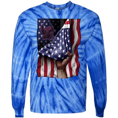 Day Of Independence Us Flag Gargoyle Gift Tie-Dye Long Sleeve Shirt