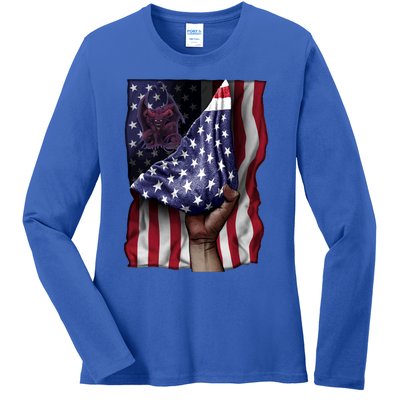 Day Of Independence Us Flag Gargoyle Gift Ladies Long Sleeve Shirt