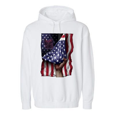 Day Of Independence Us Flag Gargoyle Gift Garment-Dyed Fleece Hoodie