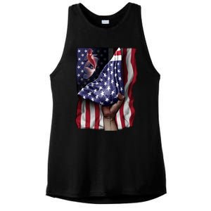 Day Of Independence Us Flag Koi Fish Gift Ladies PosiCharge Tri-Blend Wicking Tank