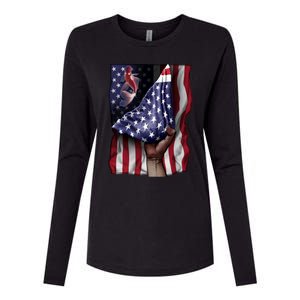 Day Of Independence Us Flag Koi Fish Gift Womens Cotton Relaxed Long Sleeve T-Shirt