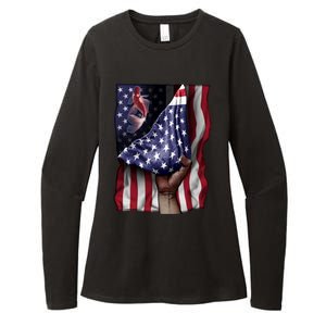 Day Of Independence Us Flag Koi Fish Gift Womens CVC Long Sleeve Shirt