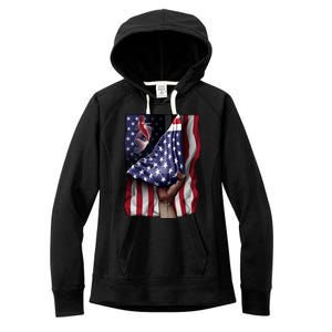 Day Of Independence Us Flag Koi Fish Gift Women's Fleece Hoodie