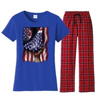 Day Of Independence Us Flag Koi Fish Gift Women's Flannel Pajama Set