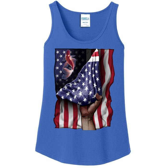 Day Of Independence Us Flag Koi Fish Gift Ladies Essential Tank