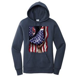 Day Of Independence Us Flag Koi Fish Gift Women's Pullover Hoodie