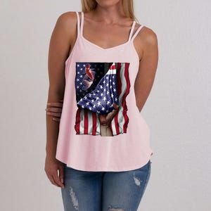 Day Of Independence Us Flag Koi Fish Gift Women's Strappy Tank