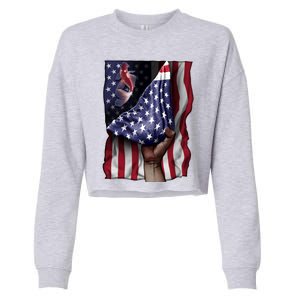 Day Of Independence Us Flag Koi Fish Gift Cropped Pullover Crew