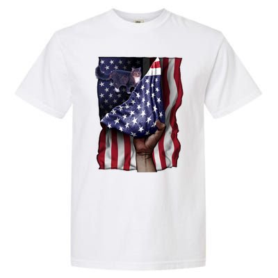 Day Of Independence Us Flag Norwegian Forest Cat Great Gift Garment-Dyed Heavyweight T-Shirt