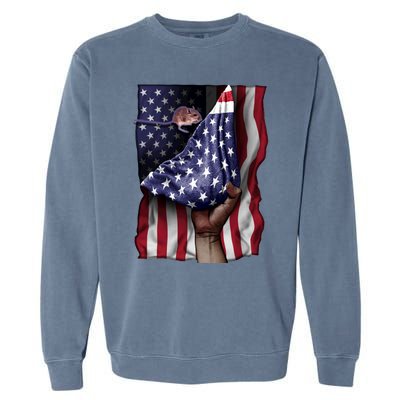 Day Of Independence Us Flag Gerbil Cool Gift Garment-Dyed Sweatshirt