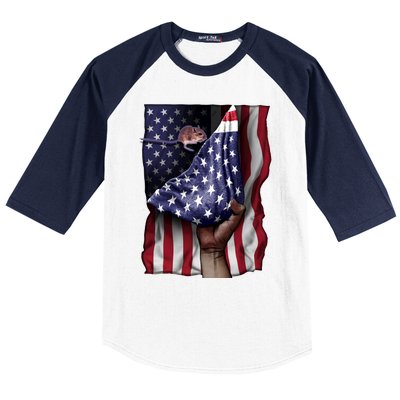 Day Of Independence Us Flag Gerbil Cool Gift Baseball Sleeve Shirt