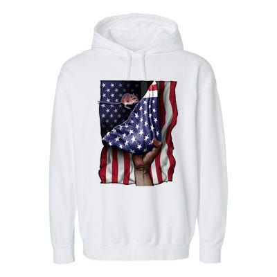 Day Of Independence Us Flag Gerbil Cool Gift Garment-Dyed Fleece Hoodie