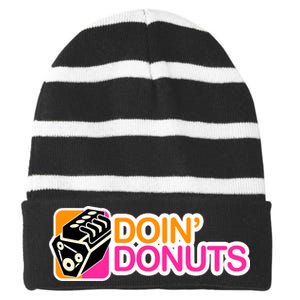 Doin' Donuts Striped Beanie with Solid Band