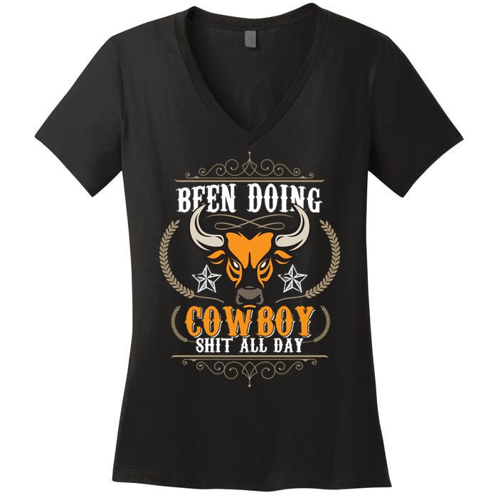 Doing Cowboy Shit All Day Women's V-Neck T-Shirt