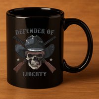 Defender Of Liberty Skull 11oz C Handle Ceramic Mug
