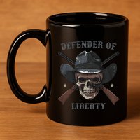 Defender Of Liberty Skull 11oz C Handle Ceramic Mug