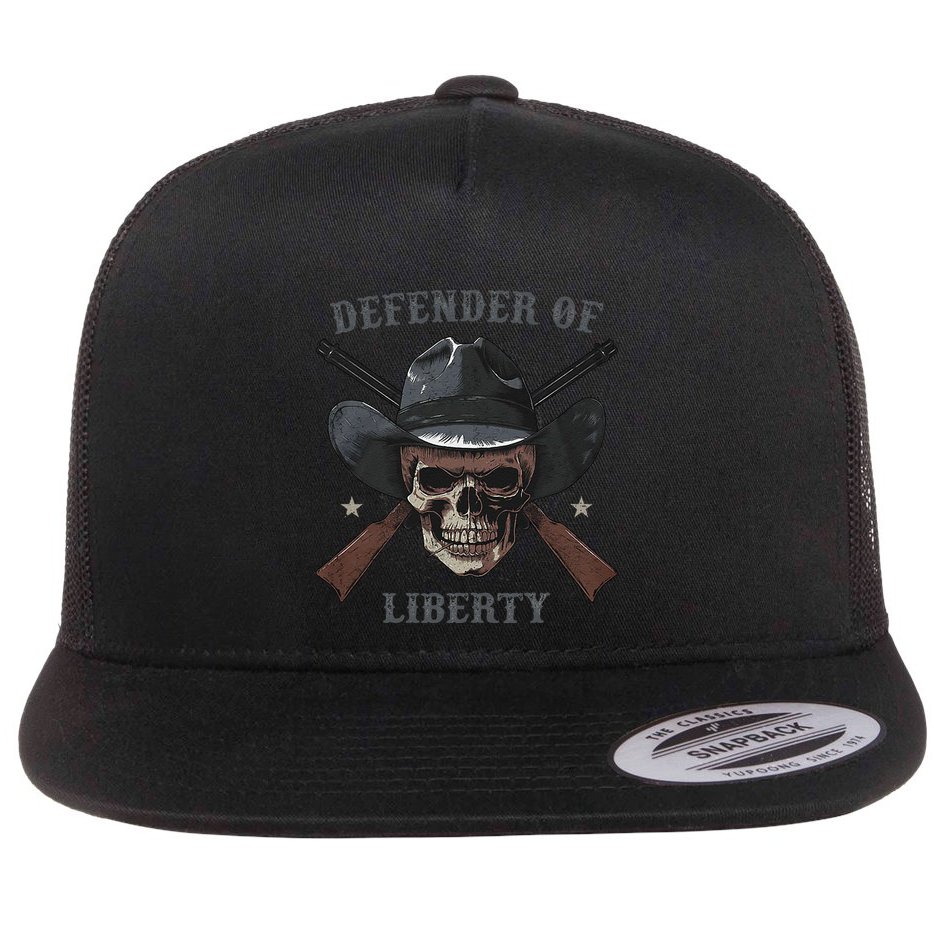 Defender Of Liberty Skull Flat Bill Trucker Hat
