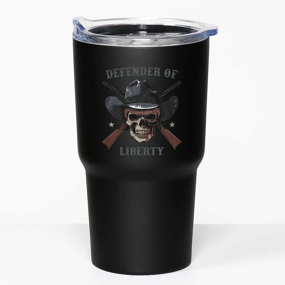 Defender Of Liberty Skull Tumbler