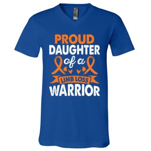 Daughter Of Limb Loss Warrior Awareness Month Orange Ribbon Meaningful Gift V-Neck T-Shirt