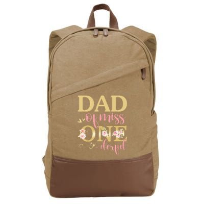 Dad Of Little Miss Onederful Birthday 1st Family Matching Cotton Canvas Backpack