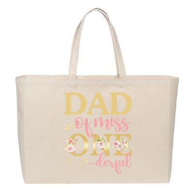 Dad Of Little Miss Onederful Birthday 1st Family Matching Cotton Canvas Jumbo Tote