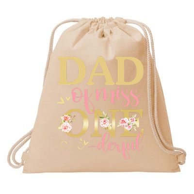 Dad Of Little Miss Onederful Birthday 1st Family Matching Drawstring Bag