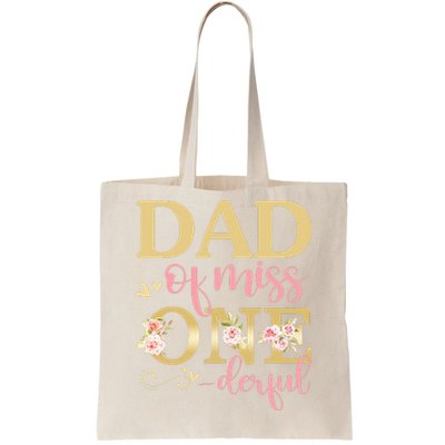 Dad Of Little Miss Onederful Birthday 1st Family Matching Tote Bag