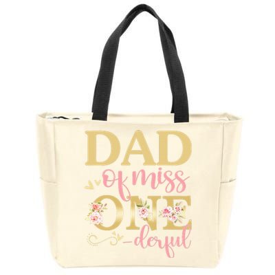 Dad Of Little Miss Onederful Birthday 1st Family Matching Zip Tote Bag