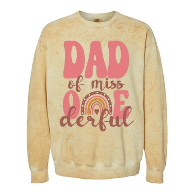 Dad Of Little Miss Onederful 1st Bday Boho Rainbow Colorblast Crewneck Sweatshirt