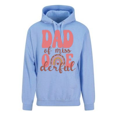 Dad Of Little Miss Onederful 1st Bday Boho Rainbow Unisex Surf Hoodie