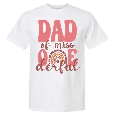 Dad Of Little Miss Onederful 1st Bday Boho Rainbow Garment-Dyed Heavyweight T-Shirt