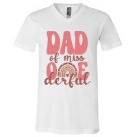 Dad Of Little Miss Onederful 1st Bday Boho Rainbow V-Neck T-Shirt