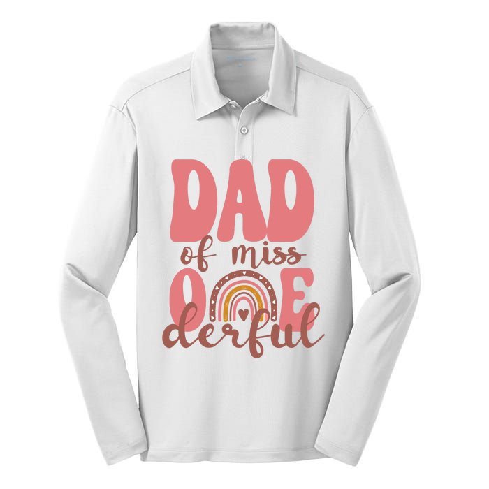 Dad Of Little Miss Onederful 1st Bday Boho Rainbow Silk Touch Performance Long Sleeve Polo