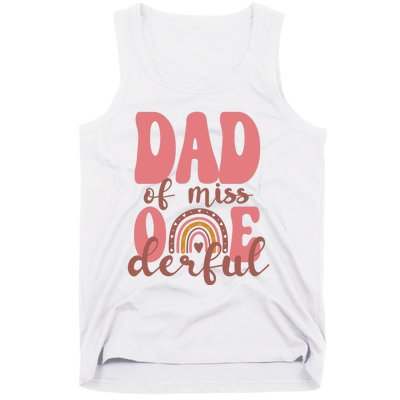 Dad Of Little Miss Onederful 1st Bday Boho Rainbow Tank Top