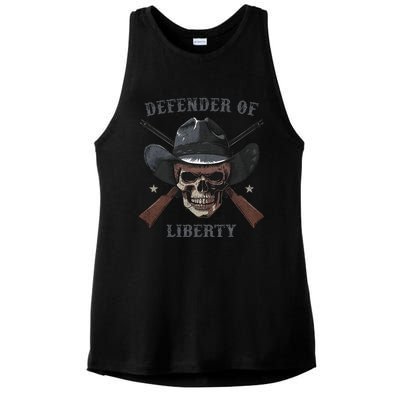 Defender Of Liberty Skull Ladies PosiCharge Tri-Blend Wicking Tank