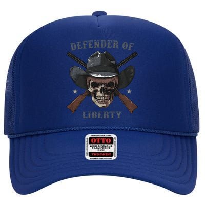 Defender Of Liberty Skull High Crown Mesh Back Trucker Hat