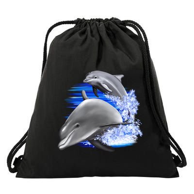 Dolphins Jumping Drawstring Bag