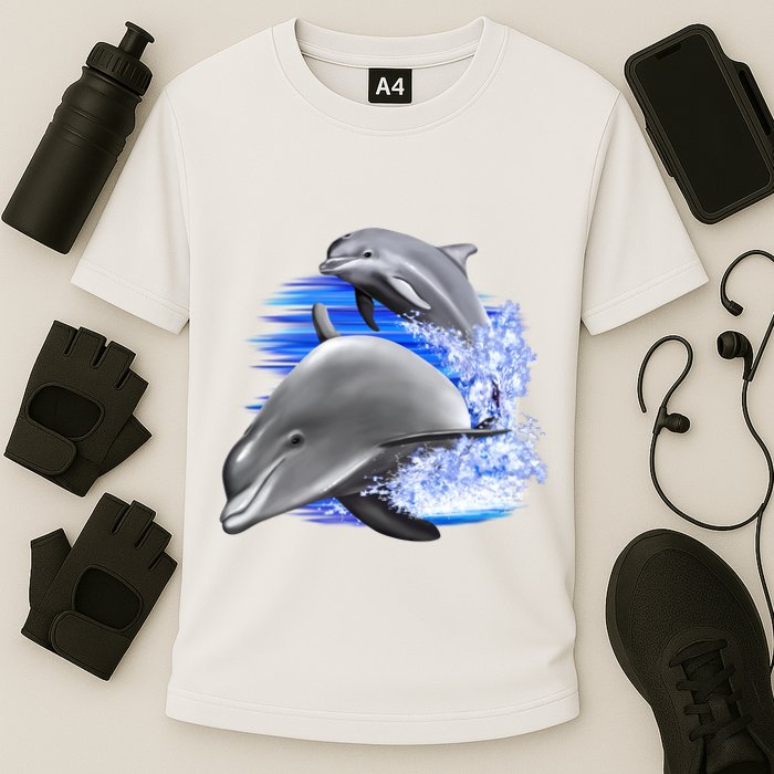 Dolphins Jumping Cooling Performance Crew T-Shirt