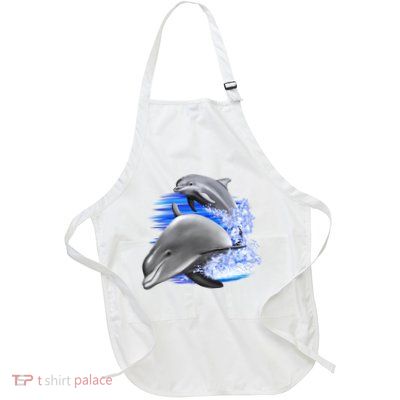 Dolphins Jumping Full-Length Apron With Pockets