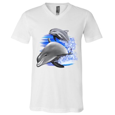 Dolphins Jumping V-Neck T-Shirt