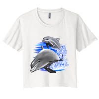 Dolphins Jumping Women's Crop Top Tee