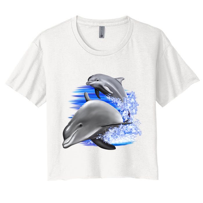 Dolphins Jumping Women's Crop Top Tee