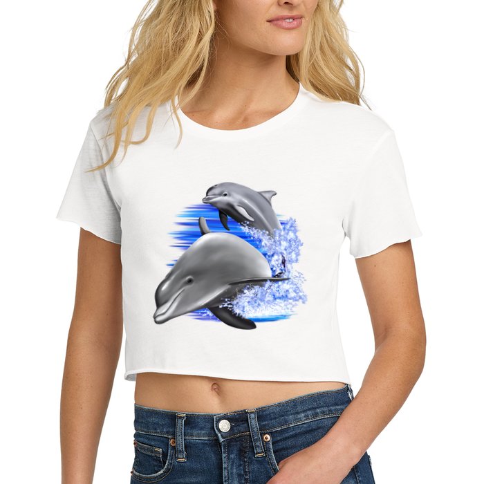 Dolphins Jumping Women's Crop Top Tee