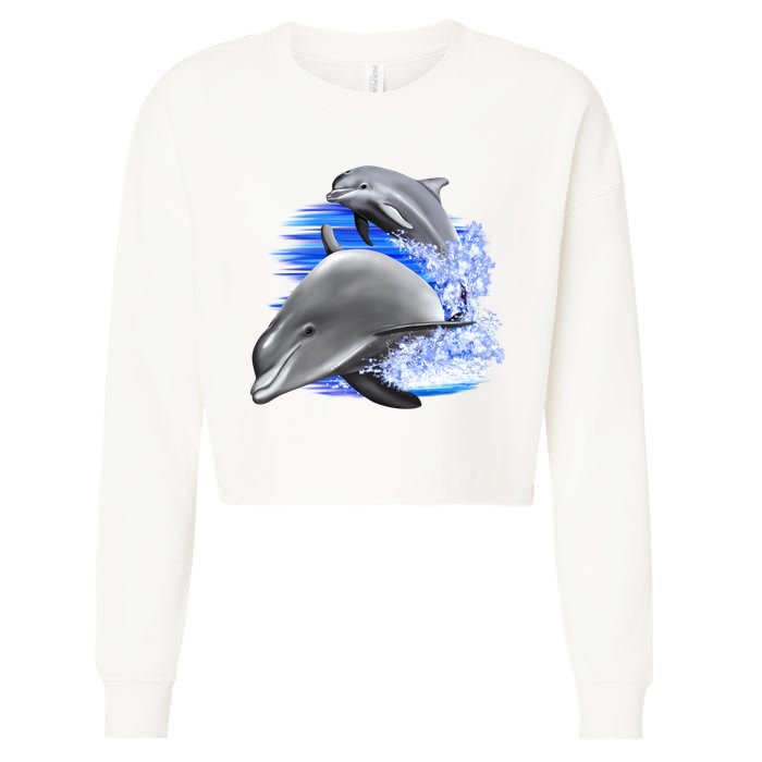 Dolphins Jumping Cropped Pullover Crew