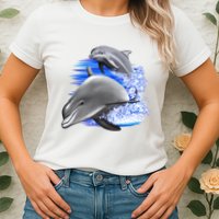 Dolphins Jumping Womens T-Shirt