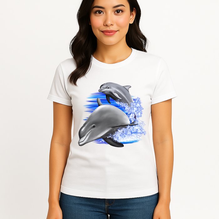 Dolphins Jumping Womens T-Shirt