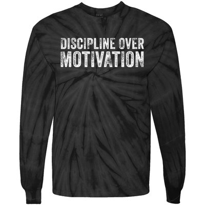 Discipline Over Motivation Goals Hard Work Gym Vintage Tie-Dye Long Sleeve Shirt