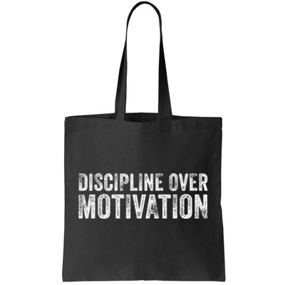 Discipline Over Motivation Goals Hard Work Gym Vintage Tote Bag